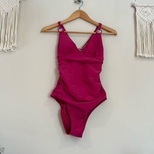Cupshe Pink Swimsuit One Piece Low Cut Women’s Size M